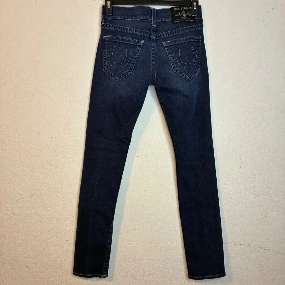 True Religion Rocco Relaxed Skinny Jeans Dark Wash Blue Size 28X31 Mens Denim